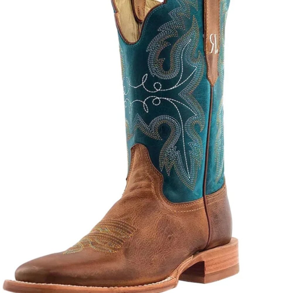 R. Watson Women's Honey Cowhide / AZURE COWHIDE Boots RWL8305-2 SIZE 6 1/2B - Picture 2 of 11